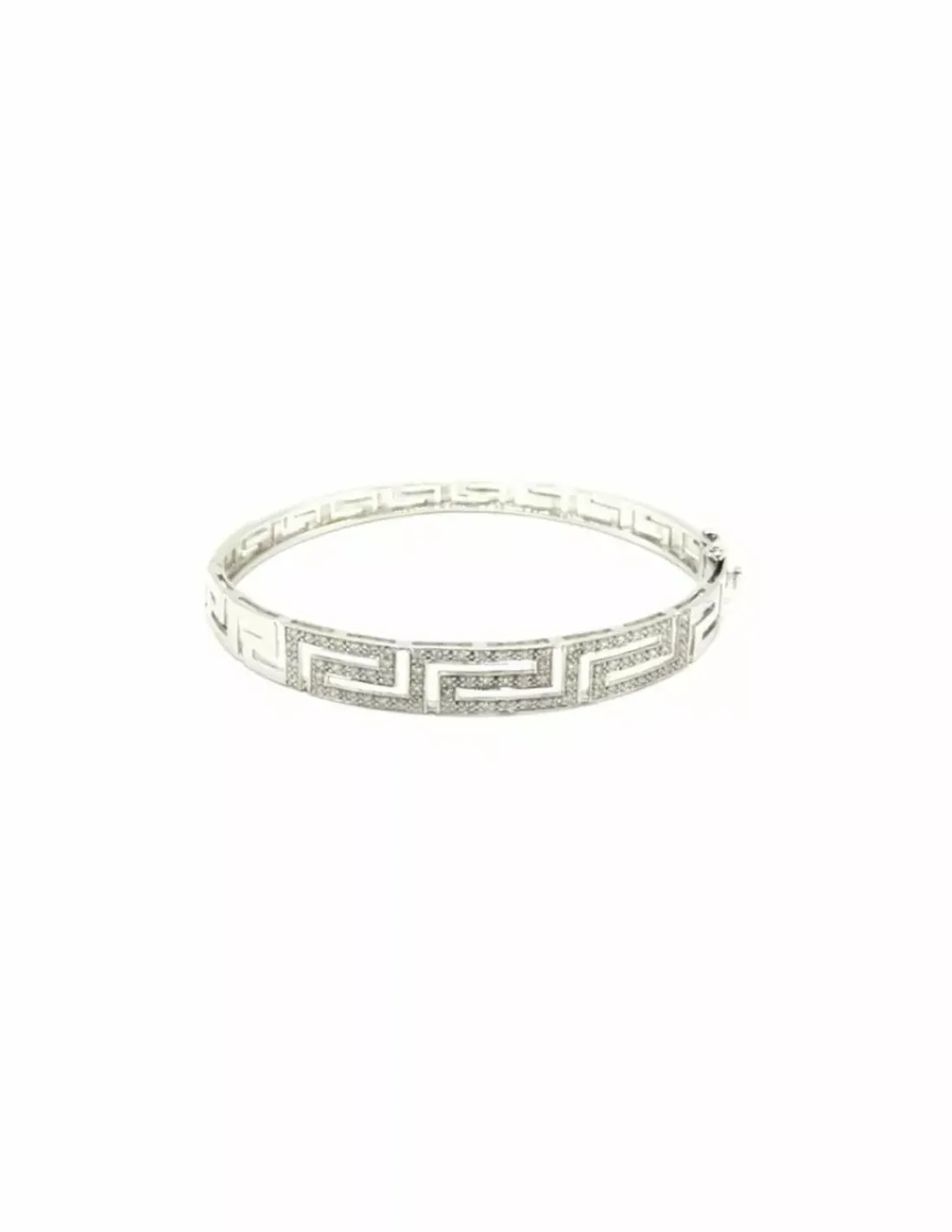 Store Pulsera tipo caña diseño greca con diamantes en oro blanco 18k - 7cm Pulseras Con Brillantes|Pulseras De Plata