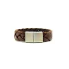 Store Pulsera trenzada plana piel marrón claro cierre acero - 20,50cm Pulseras De Oro