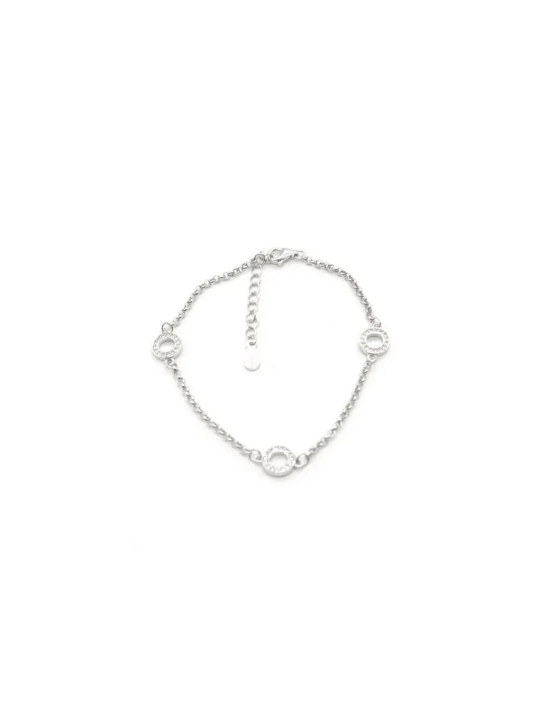 New Pulsera tres aros circonitas plata - 17cm Pulseras De Oro Grabado|Pulseras De Oro