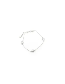 Clearance Pulsera tres circonitas chatón en cadena forzada - 17cm Pulseras De Oro