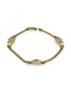 Cheap Pulsera tres flores con circonitas oro 18k -19.5cm Pulseras De Plata|Pulseras De Oro