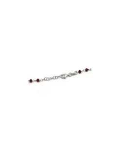 Fashion Rosario plata 925 rodiada cristal facetado rojo Medalla Milagrosa y Cruz - 52cm Gargantillas De Plata