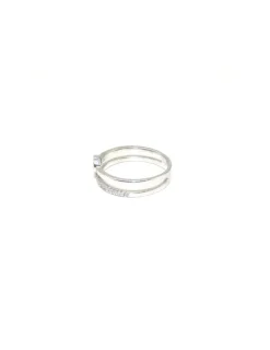 Discount Sortija dos bandas lisa y circonitas círculo plata rodiada Anillos De Plata|Anillos