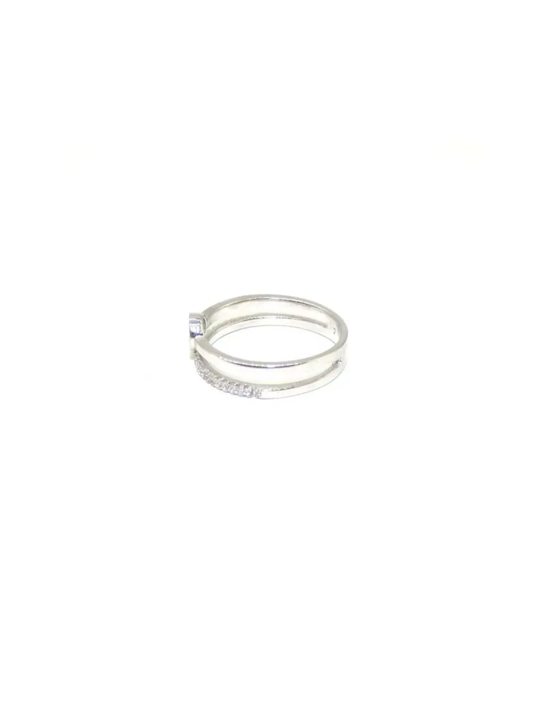 Discount Sortija dos bandas lisa y circonitas círculo plata rodiada Anillos De Plata|Anillos