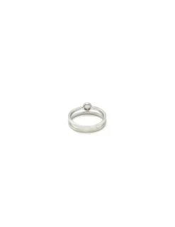Discount Sortija dos bandas lisa y circonitas círculo plata rodiada Anillos De Plata|Anillos