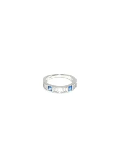 Online Sortija plata circonitas blancas y azul baguette Anillos De Plata|Anillos