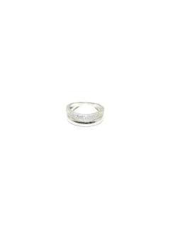 Store Sortija plata rodiada 2 bandas lisa y circonitas Anillos De Plata|Anillos