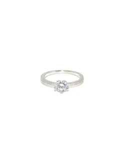 Cheap Sortija solitario en 5 garras y circonitas laterales plata - T.14 Anillos De Plata|Anillos