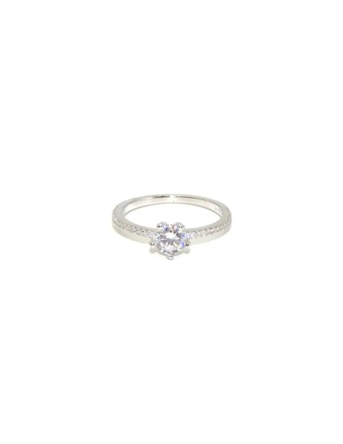 Cheap Sortija solitario en 5 garras y circonitas laterales plata - T.14 Anillos De Plata|Anillos