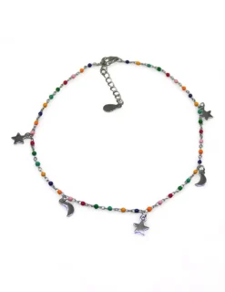 Online Tobillera bolas colores lunas y estrellas colgantes plata 925 Más Joyas