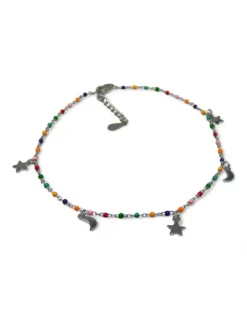 Online Tobillera bolas colores lunas y estrellas colgantes plata 925 Más Joyas