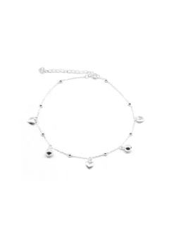 Hot Tobillera bolitas fetiches bolas y corazón plata de Ley - 21 cm Más Joyas